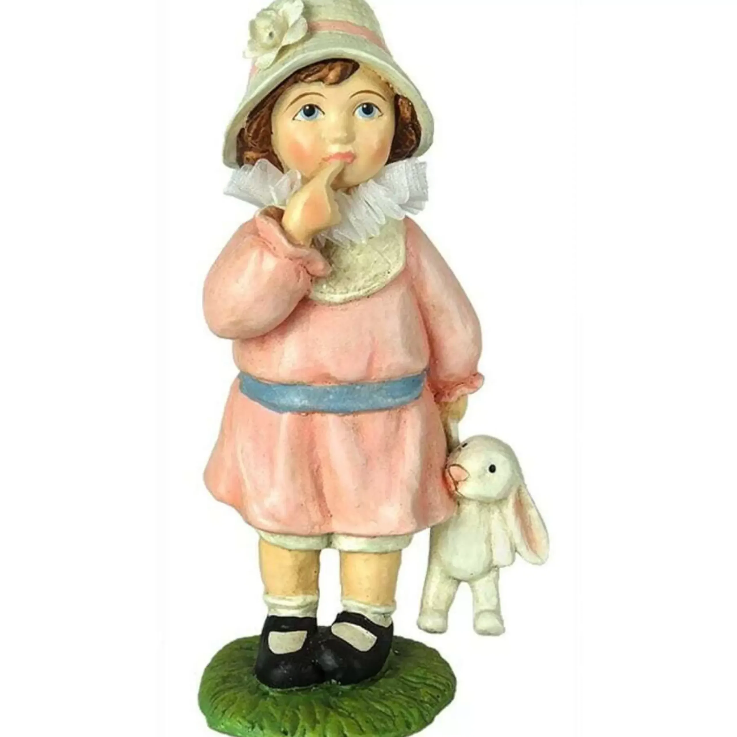 Vintage Easter Greeting Girl With Bunny - 8Cm