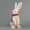 White Arctic Hare With Red Bow - 54Cm