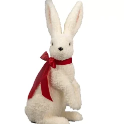 White Arctic Hare With Red Bow - 54Cm
