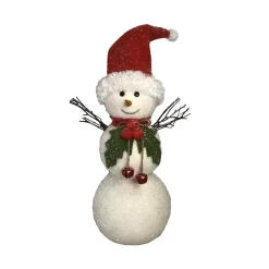 White Foam Glittered Snowman With Bells - 50Cm