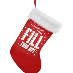 White Gold "Fill This Up" Stocking With Plush Trim (2 Styles) - 60Cm