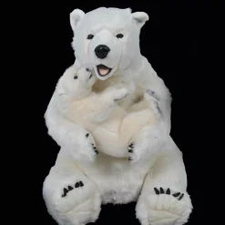 White Polar Bear Mama With Cub (Static) - 77Cm