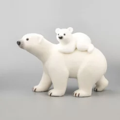 White Polar Bear With Cub - 50Cm