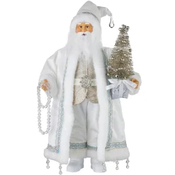 White Santa Claus In Coat And Jewels - 46Cm