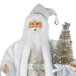 White Santa Claus In Coat And Jewels - 46Cm