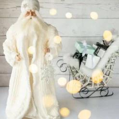 White Santa Claus With White Snowflake - 60Cm