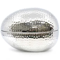 White Silver Ceramic Egg Box - 16.5Cm