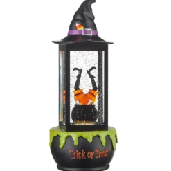 Witch Stuck In Cauldron Halloween Lantern - 33Cm