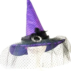 Witches Hat Purple Black Hat - 53Cm