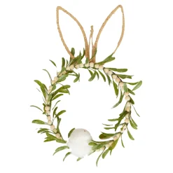 Wood Bead Bunny Wreath - 45Cm